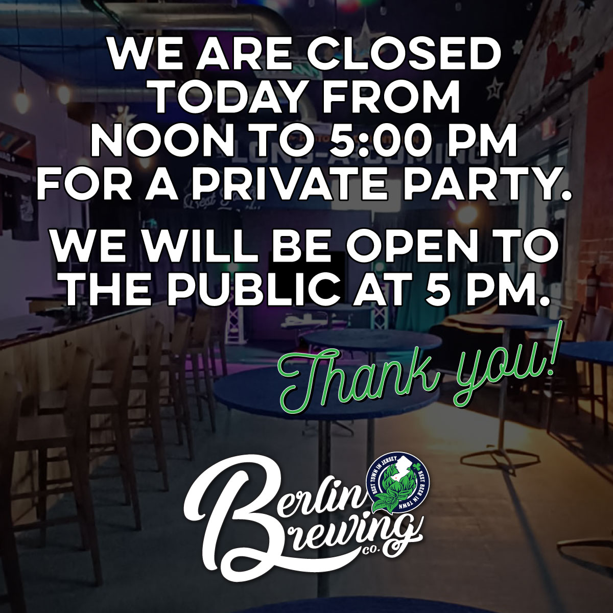 Closed for a private party graphic