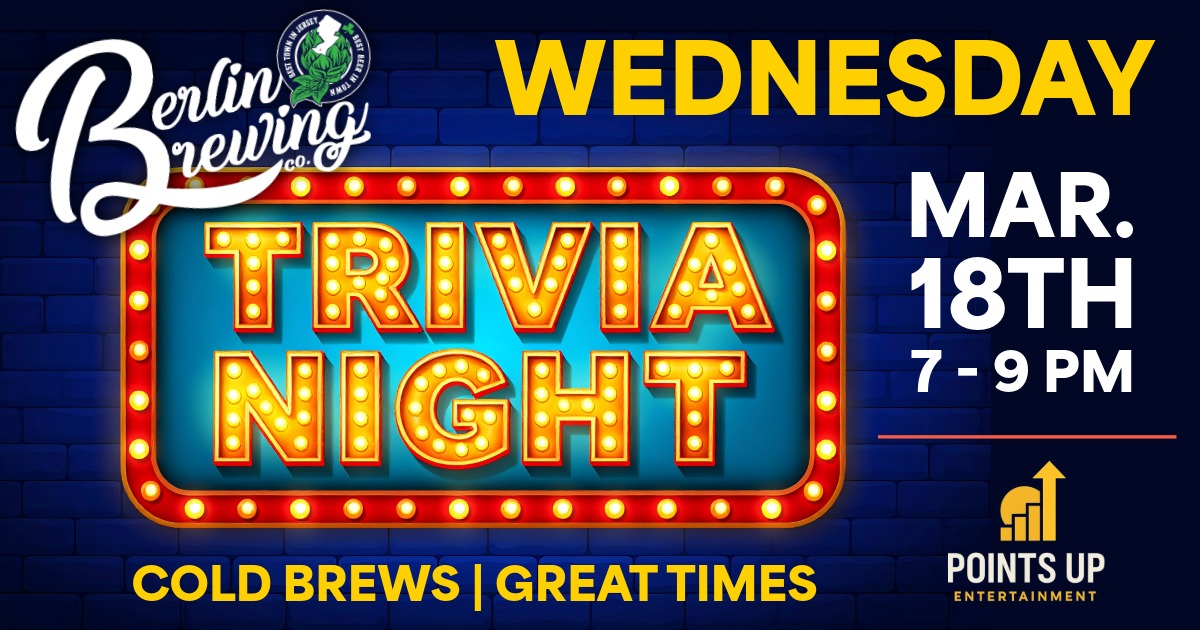 Trivia Night Event Cover - Event happening on March 18th from 7 to 9 PM